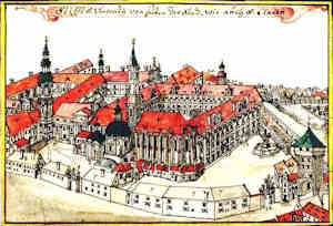 Stift S. Vincenty von Seiten der Stadt wie aus S. Claren - Klasztor św. Wincentego, widok od strony miasta z lotu ptaka
